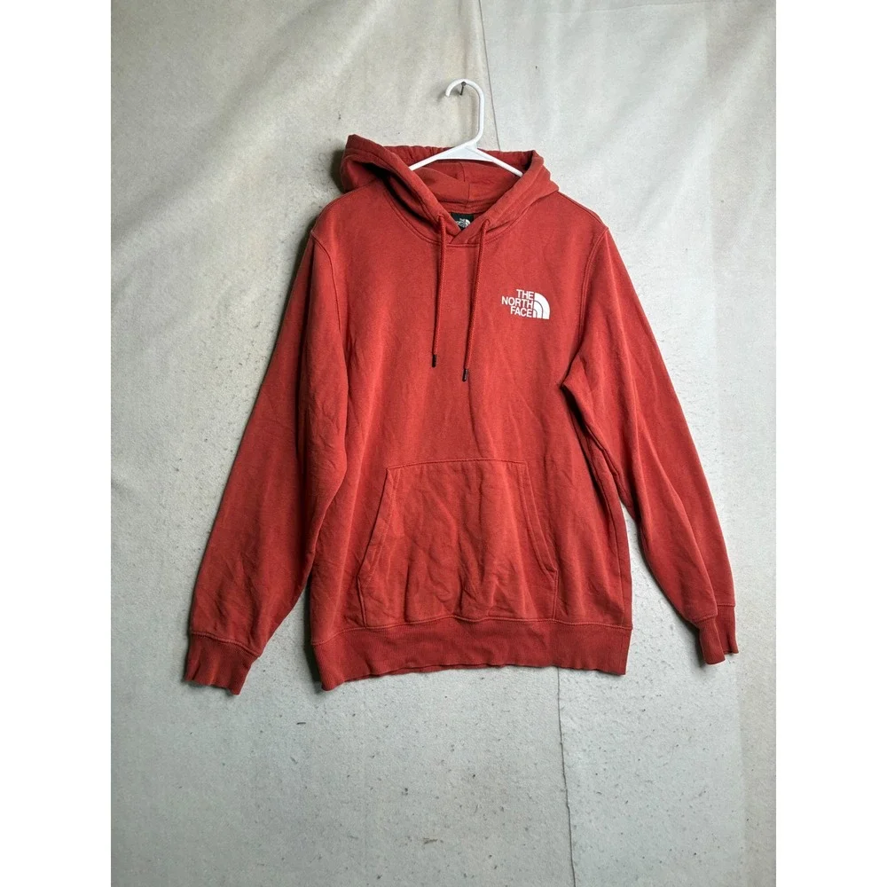 The North Face Mens Red Graphic Pullover Hoodie Never Stop Exploring Size M